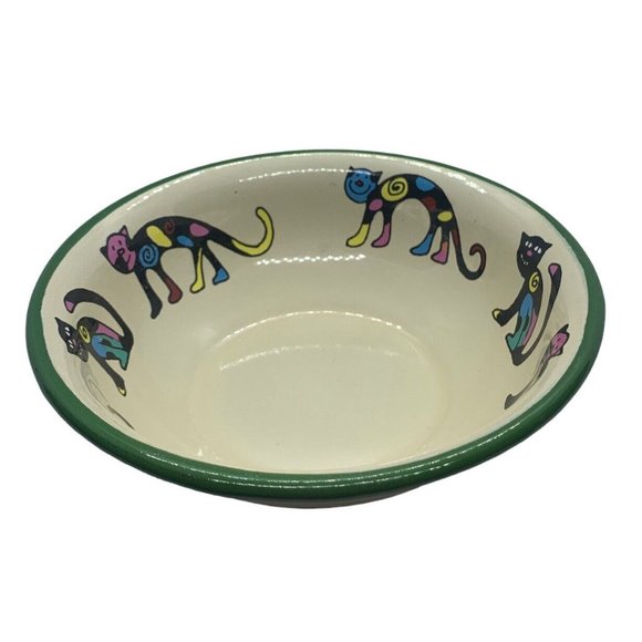 Enameled Cat Dog Pet Dish Food or Water Bowl With Kitten Design - Picture 2 of 5